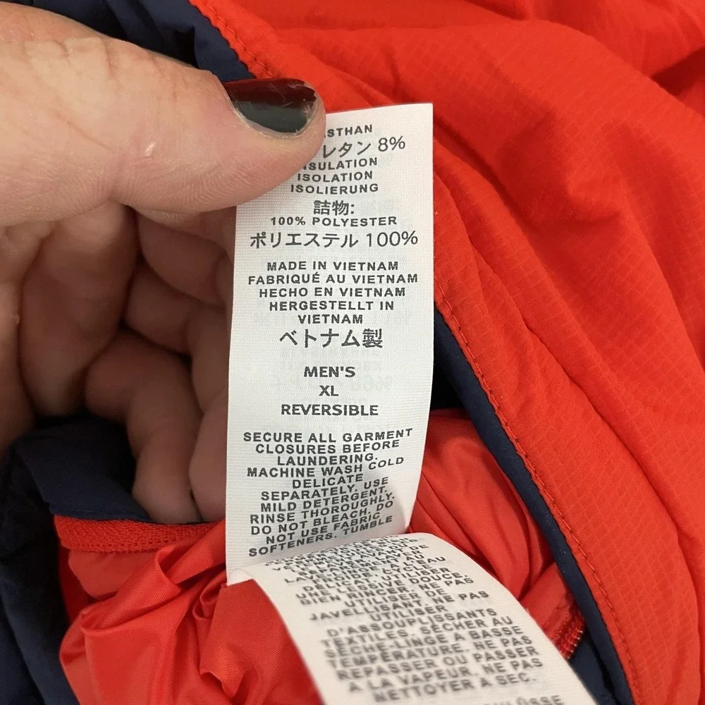 Eddie Bauer First Ascent Jacket Mens XL Blue Red Reversible Insulated Atom